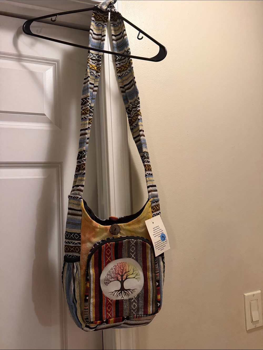 Rising Tide Multicolor Striped Tree of Life Crossbody Bag